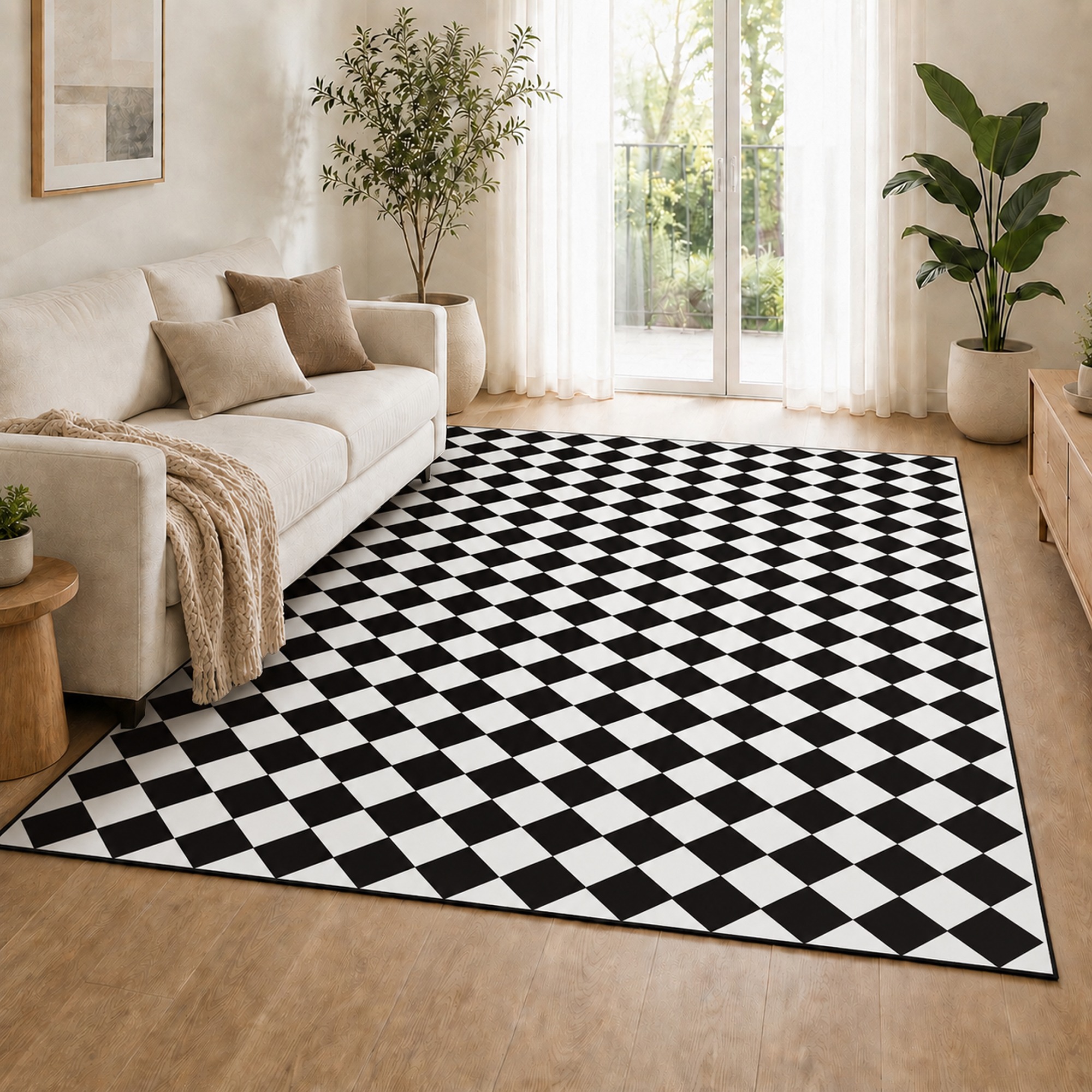 SOVTAROV black checkered rug