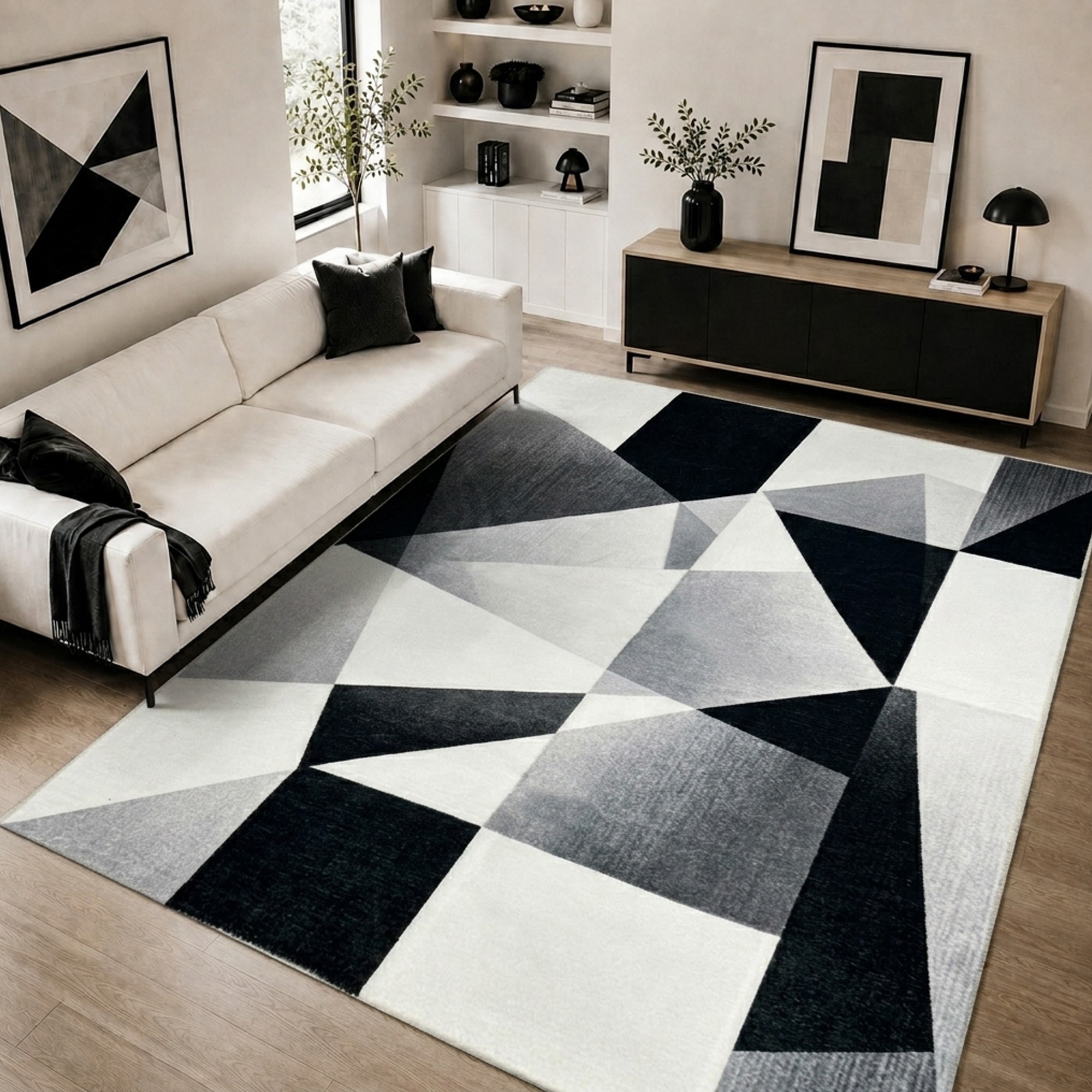 SOVTAROV black geometric rug